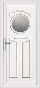 Redbridge Deacon white upvc front door with toplight